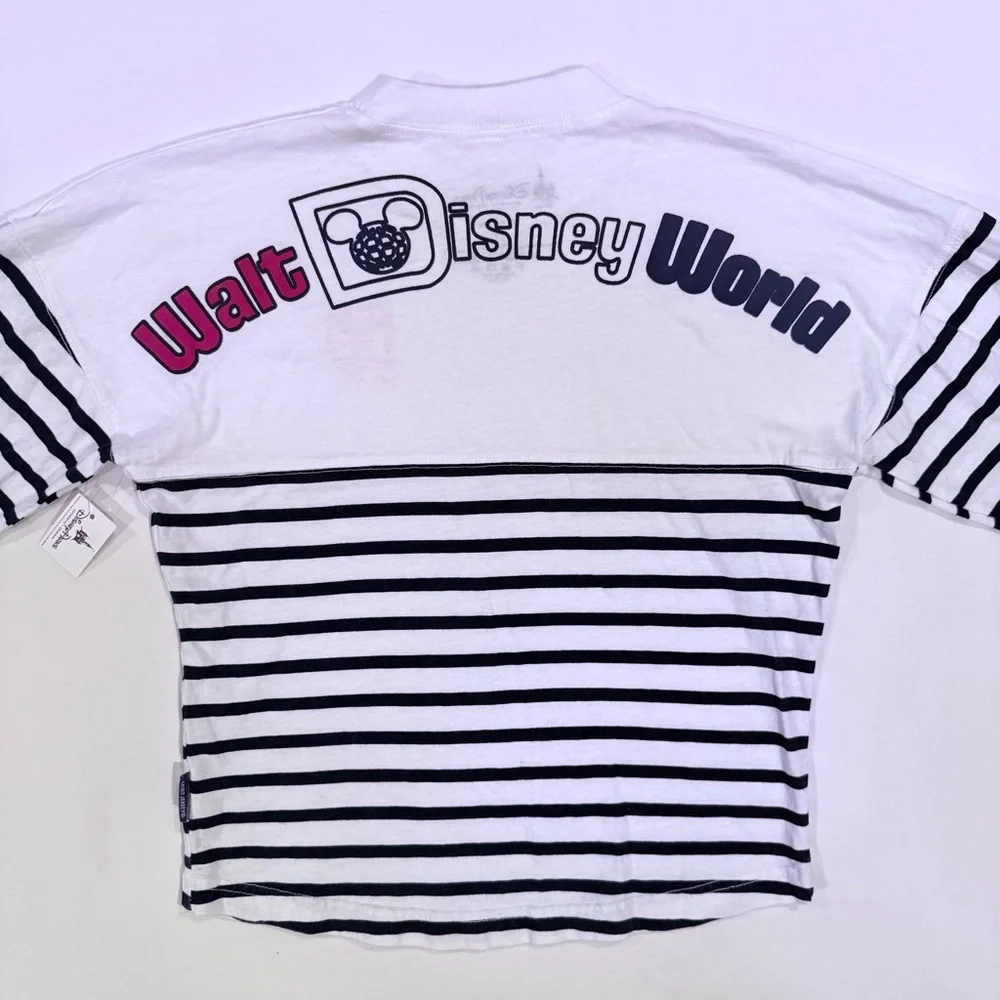 New Disney Parks Spirit Jersey Girls Medium 8-10 Stripes Mickey Mouse WDW Cotton